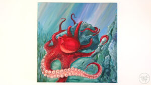 Gemalter Oktopus in rot